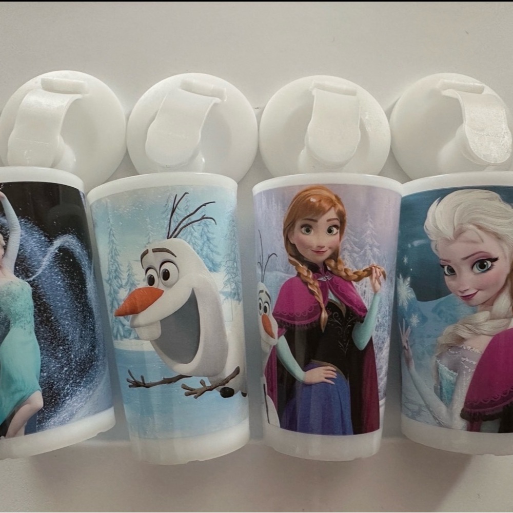 SET 4 Tupperware Disney Frozen Olaf Anna Kristoff Sven Tumbler Cups 330 ml EUC